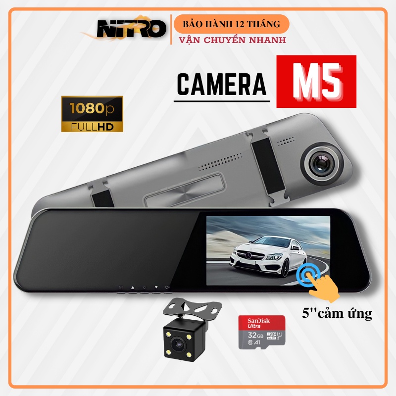 Camera hành trình ô tô M7/M5/M4 dạng gương chiếu hậu màn cảm ứng FullHD Lắp đặt dễ dàng 1đổi1 trong 12Tháng