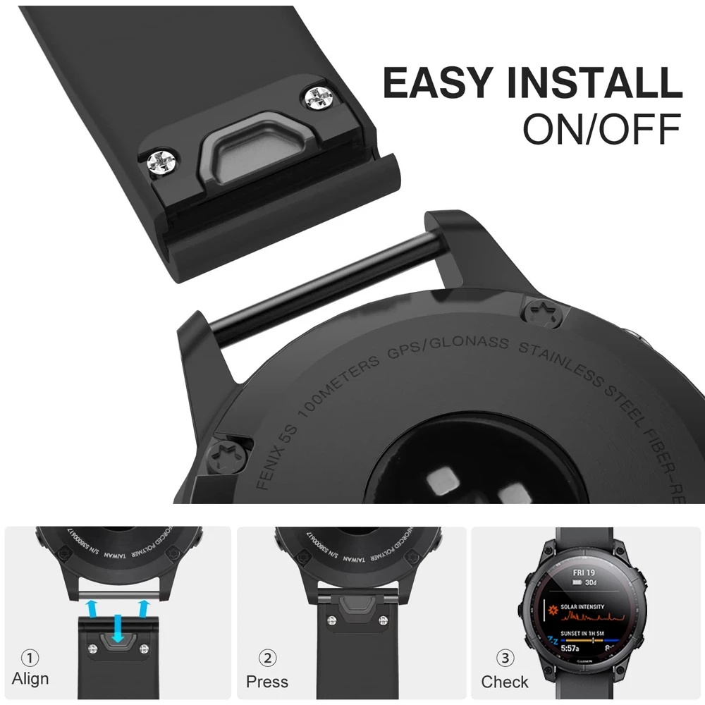 Dây Đeo Thay Thế Bằng Silicone 22mm Cho Garmin Fenix 7
