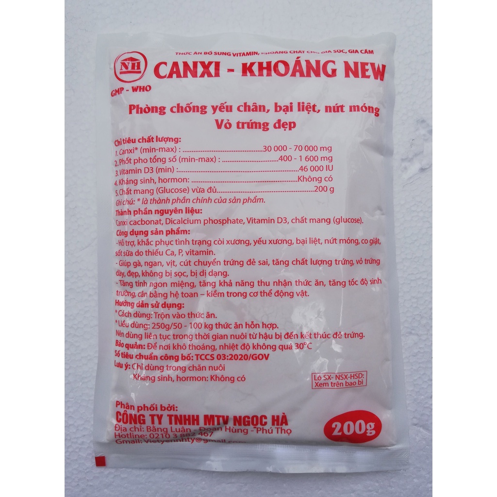 1 kg Canxi khoáng Bổ sung canxi và Phospho cần thiết cho sự tạo xương, chống bại liệt cho chó mèo, gia súc, gia cầm