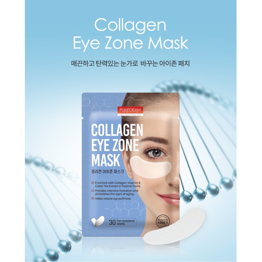 Mặt Nạ Dưỡng Mắt Purederm Collagen Eye Zone Mask 30 Miếng