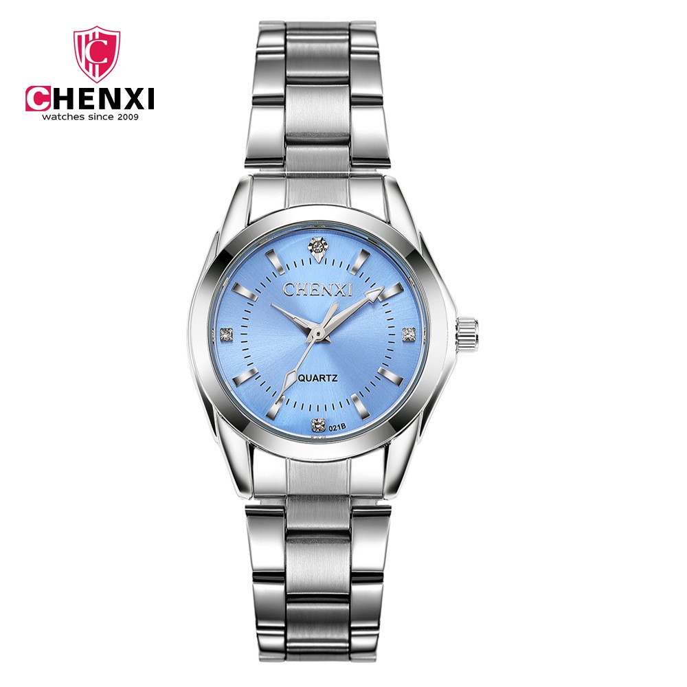 Đồng Hồ Analog Máy Quartz Nữ Đính Hột Xoàn Dây Thép Không Gỉ Chenxi