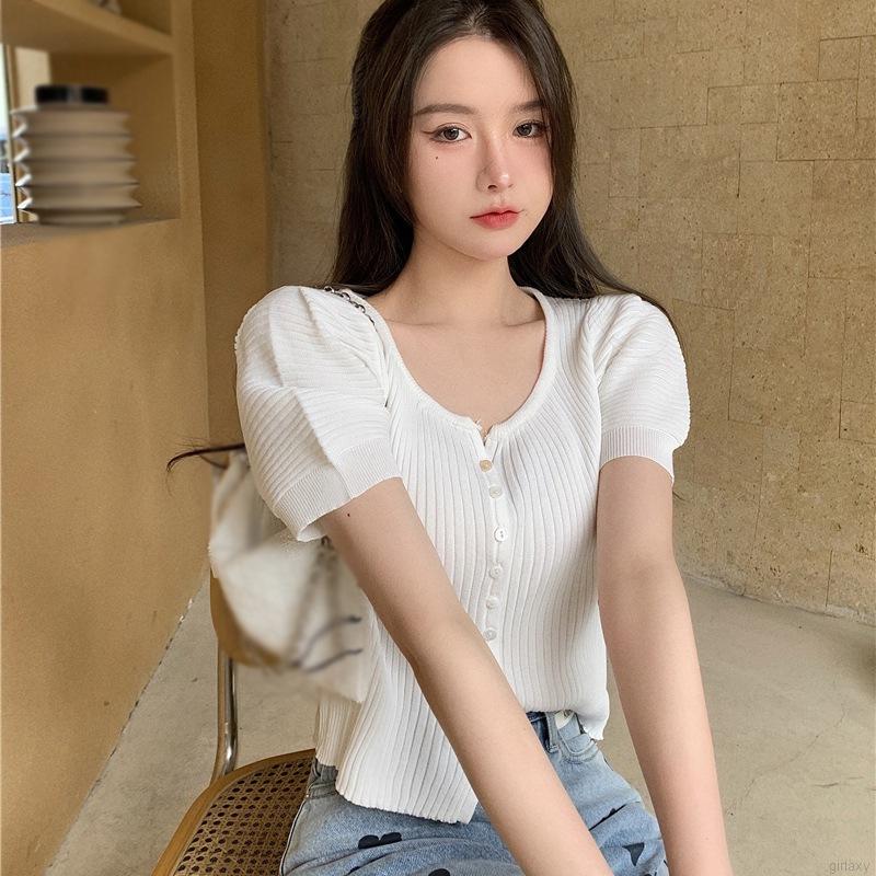 Áo Lửng Ngắn Tay Phong Cách Hàn Quốc Quyến Rũ Dành Cho Nữ