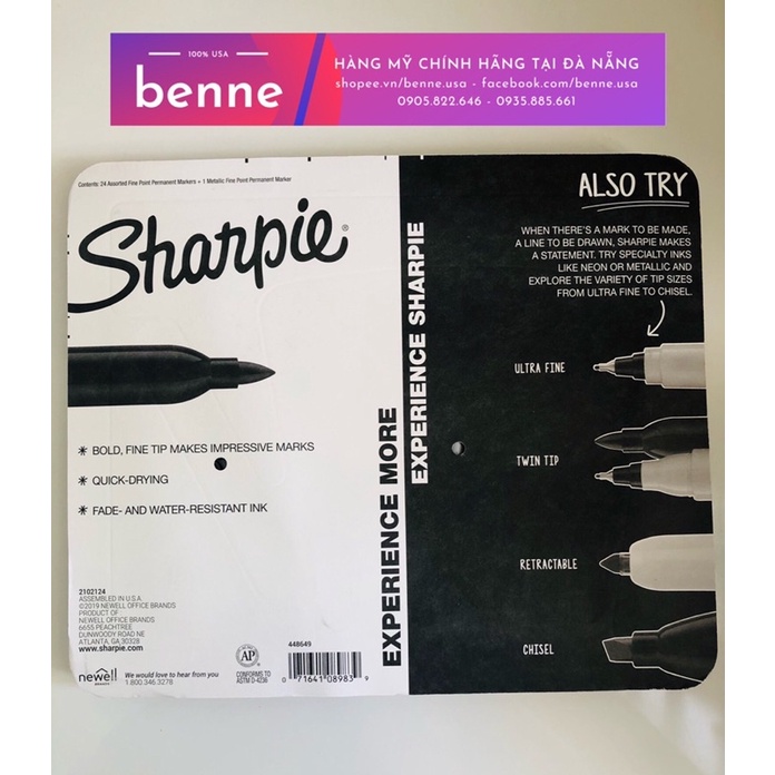 [🇺🇸 Bill Mỹ] Bút lông dầu Sharpie Fine Point Black màu đen của Mỹ