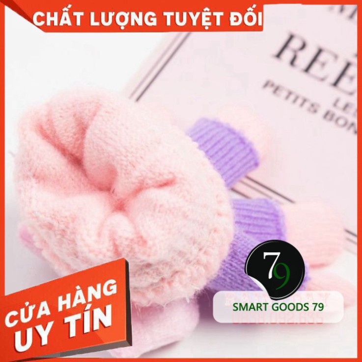 [ Chính Hãng ] [309] Găng tay Bao tay len trẻ em cho bé trai gái mùa đông cực ấm 2 trong 1 hình thật