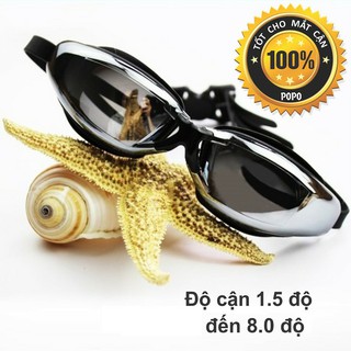  Kính bơi cận cho người lớn nam nữ từ 1.5 độ đến 8.0 độ POPO mắt tráng gương cản tia UV 