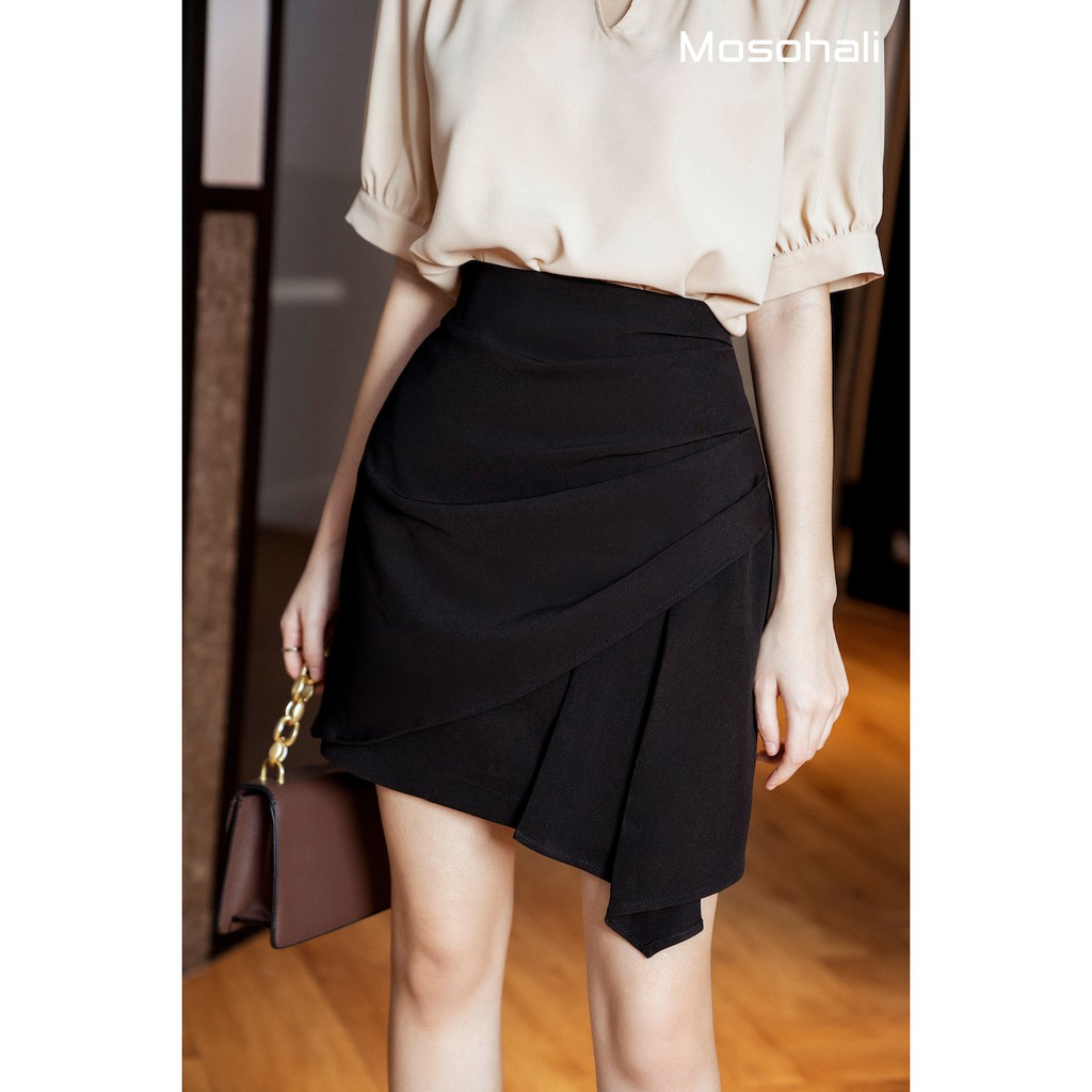 [HÀNG CÓ SẴN] Sơ mi cộc tay khuy cài ngọc Irene + Chân váy nhún vạt Helen thiết kế mosohali | BigBuy360 - bigbuy360.vn