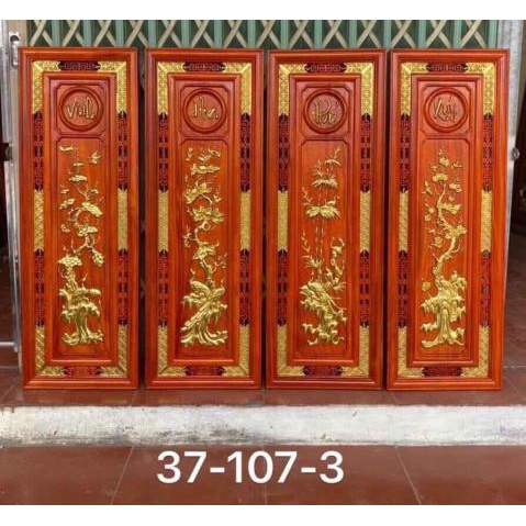 Tranh Tứ quý Vinh Hoa Phú Quý - Gỗ Hương Đỏ Treo Tường (107cm x 37cm x 3cm)