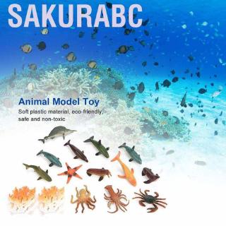 Sakurabc Sunflower 12pcs/set Soft Plastic Sea Animals Model Educational Toy for Toddler Children Kids Gift