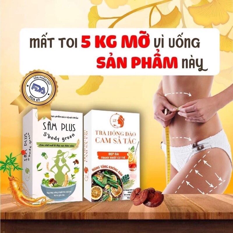 Kẹo Giảm cân sâm Plus sbody green Nguyên Hộp 30v Tặng kèm 1 hộp trà 15 gói