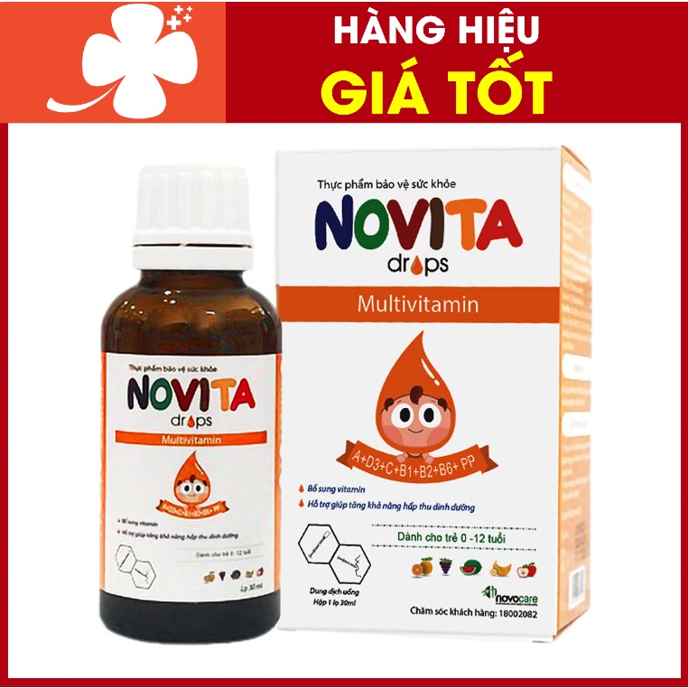 NOVITA Drop 30ml – Vitamin tổng hợp dạng nhỏ giọt cho trẻ từ 0 đến 12 tuổi, tăng cường đề kháng và hấp thu dinh dưỡng