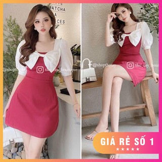 Đầm phối nơ tiểu thư thanh lịch đủ size 30 đến 72kg - 75943