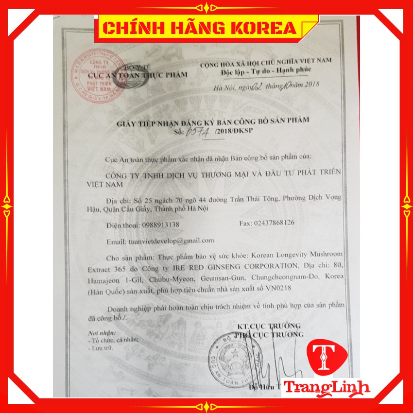 Cao linh chi đông trùng hàn quốc cao cấp Pocheon, tranglinh