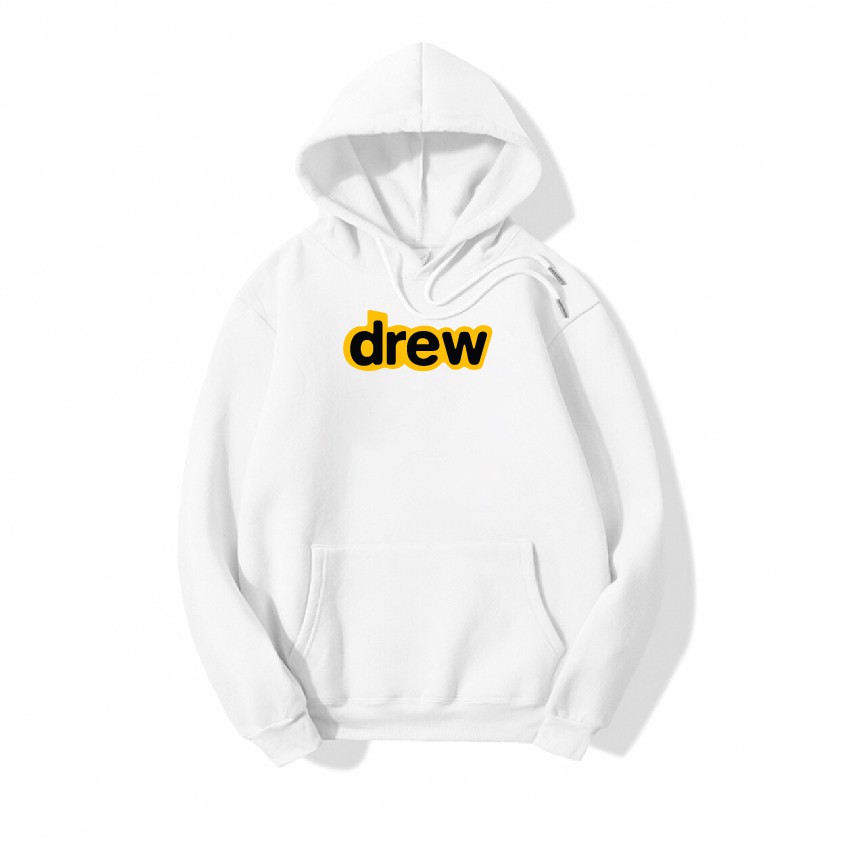 Áo nỉ hoodie màu trắng hình mặt cười Drw form suông rộng unisex cho nam nữ, chất nỉ bông 2 màu đen trắng | BigBuy360 - bigbuy360.vn