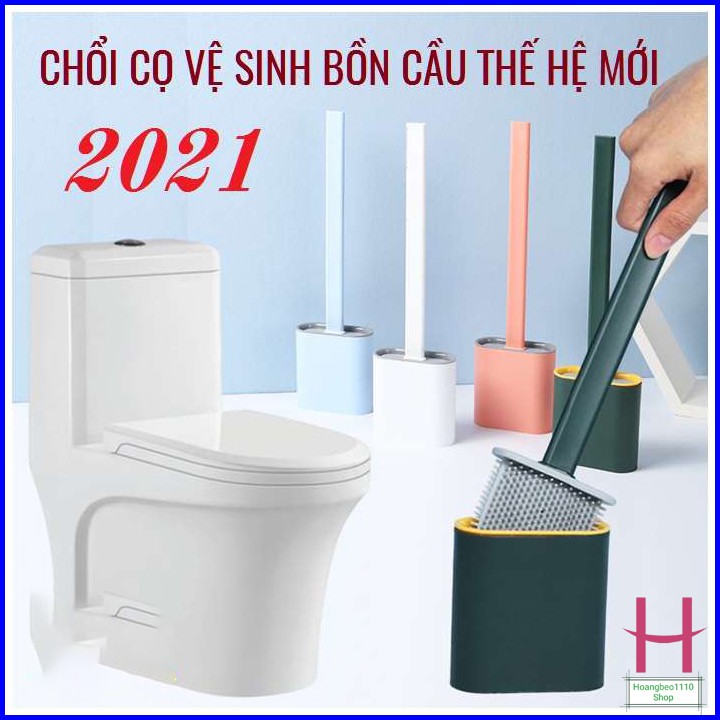 Cọ Vệ Sinh Bồn Cầu Bằng Silicon Tiện Dụng Kèm Hộp Đựng { H }