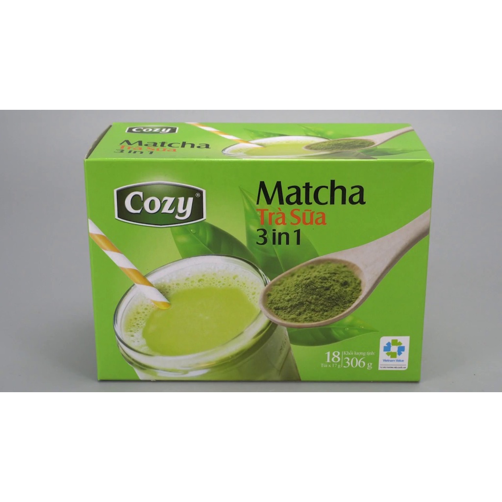 Trà sữa Matcha Cozy hộp 306g - 1 Hộp Matcha Cozy 18 gói x 17g/gói