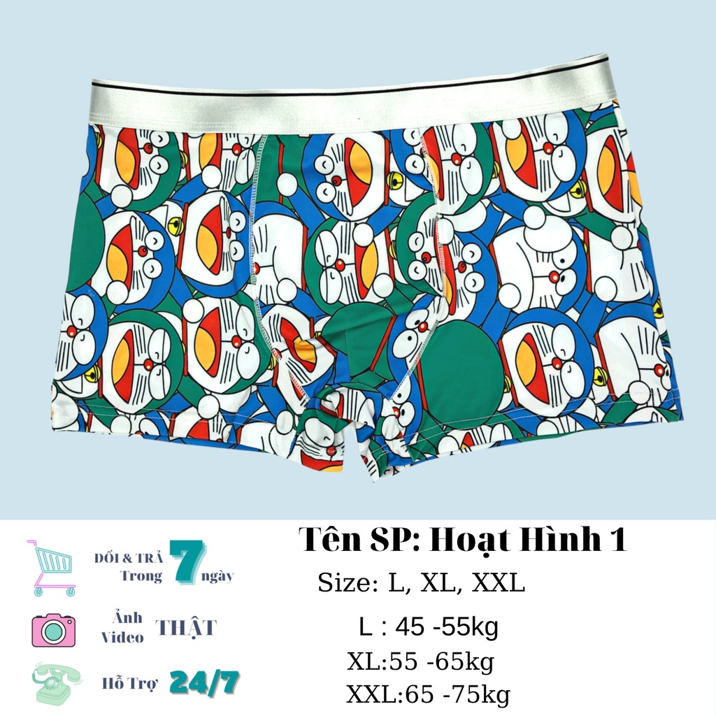 Quần sịp hoạt hình Doremon thun lạnh kiểu dáng boxer, quần lót Đùi hoạt hình tuổi Teen