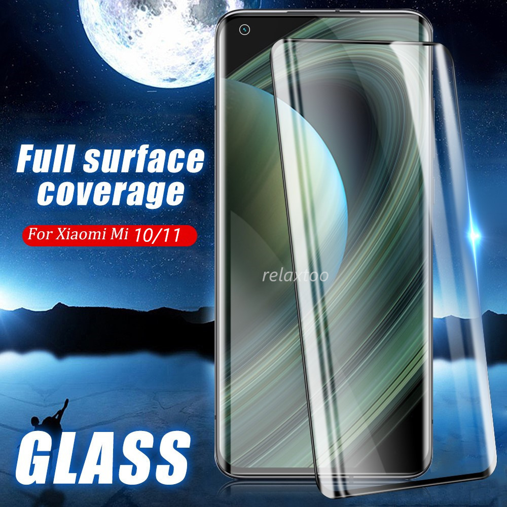 9H Curved Surface Glass For Xiomi Xiaomi Mi 10 11 mi11 mi10 Ultra Pro 10ultra mi10ultra 5G Full Cover Screen Protector Tempered Glass Protective Film For Xiaomi mi 11 Miếng dán kính cường lực bảo vệ toàn màn hình