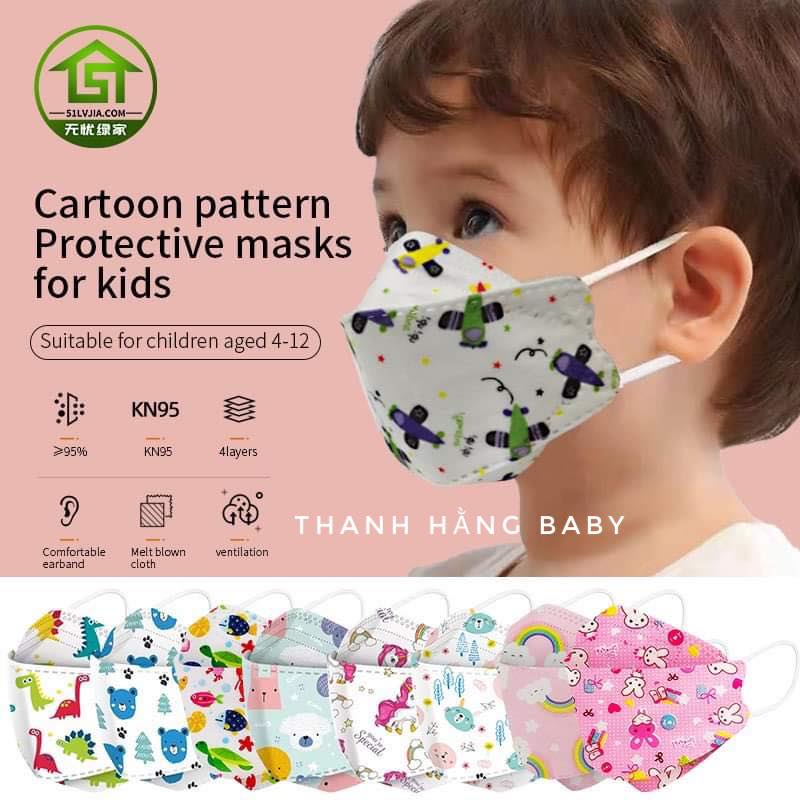 Khẩu Trang Cho Bé, Khẩu Trang Trẻ Em 4 Lớp Chống Bụi Kháng Khuẩn Thanh Hằng Baby 2 Đến 8 Tuổi