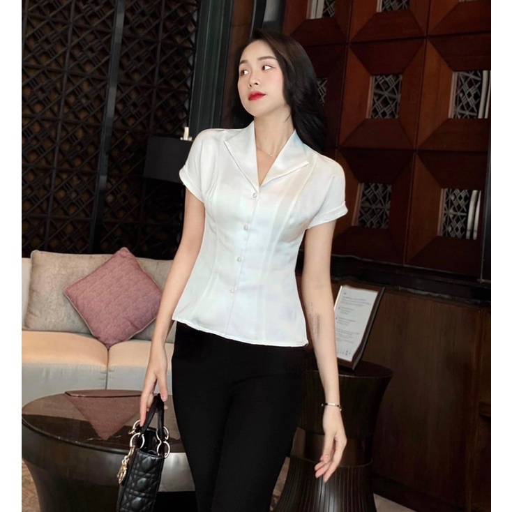 Set áo sơ mi G496 cổ cách điệu trẻ trung sang chảnh - GEM Fashion