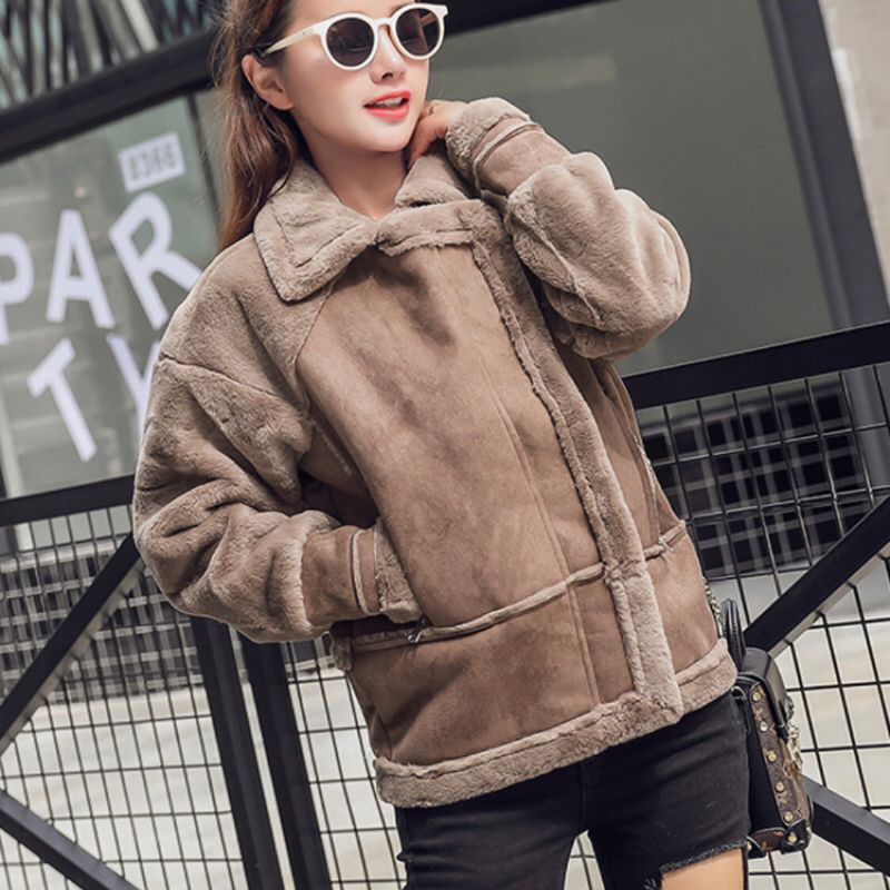 Áo da lộn lót lông cực kì ấm cho nàng