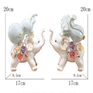 Cặp Voi Tài Lộc trang trí phong thủy bằng gốm