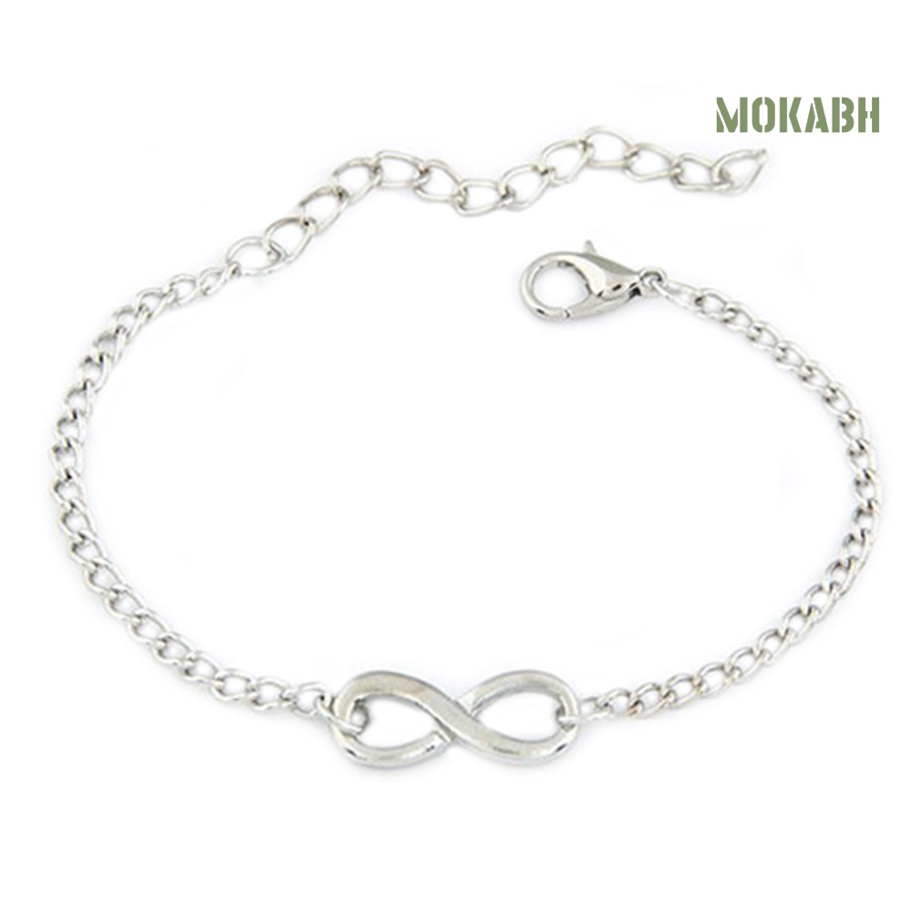 [Vòng Đeo Tay] Vòng Đeo Tay Dây Xích Bằng Kim Loại Hình Biển Vô Cực Vô Cực Có Khóa Càng Cua Điều Chỉnh Được Phong Cách Punk