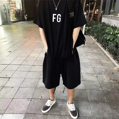 FEAR OF GOD Double Line Letter Print Loose All-match Short Sleeve T-Shirt