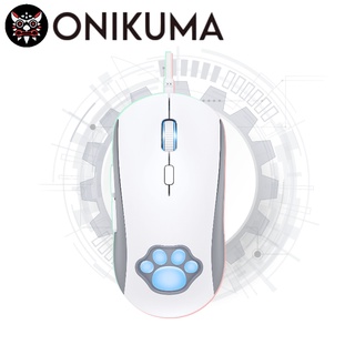Chuột máy tính Onikuma CW918 màu trắng họa tiết chân mèo dễ thương có đè thumbnail