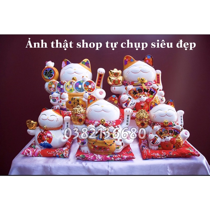 Mèo thần tài vẫy tay🎁TẶNG ĐỒNG XU🎁Mèo tài lộc may mắn Nhật Bản Maneki Nekko Nhật Bản giá rẻ (16-20cm)