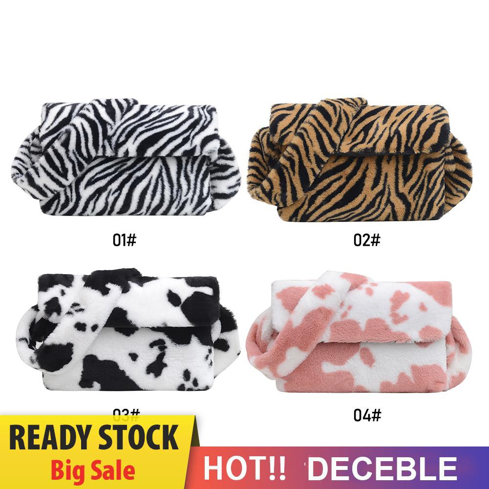 Túi xách lông in hoạ tiết màu da thú phong cách cổ điển cho nữ