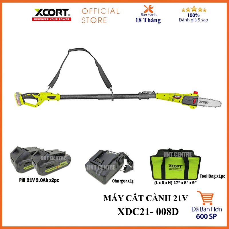 Máy cắt cành cây trên cao dùng pin 20V max XCORT Máy cưa cành trên cao bảo hành hãng 12 tháng
