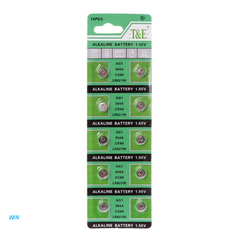 🔥【Ready Stock】 10PCS Watch Battery AG1 1.55V 364 SR621SW LR621 621 LR60 CX60 Alkaline Button Coin Cell Batteries