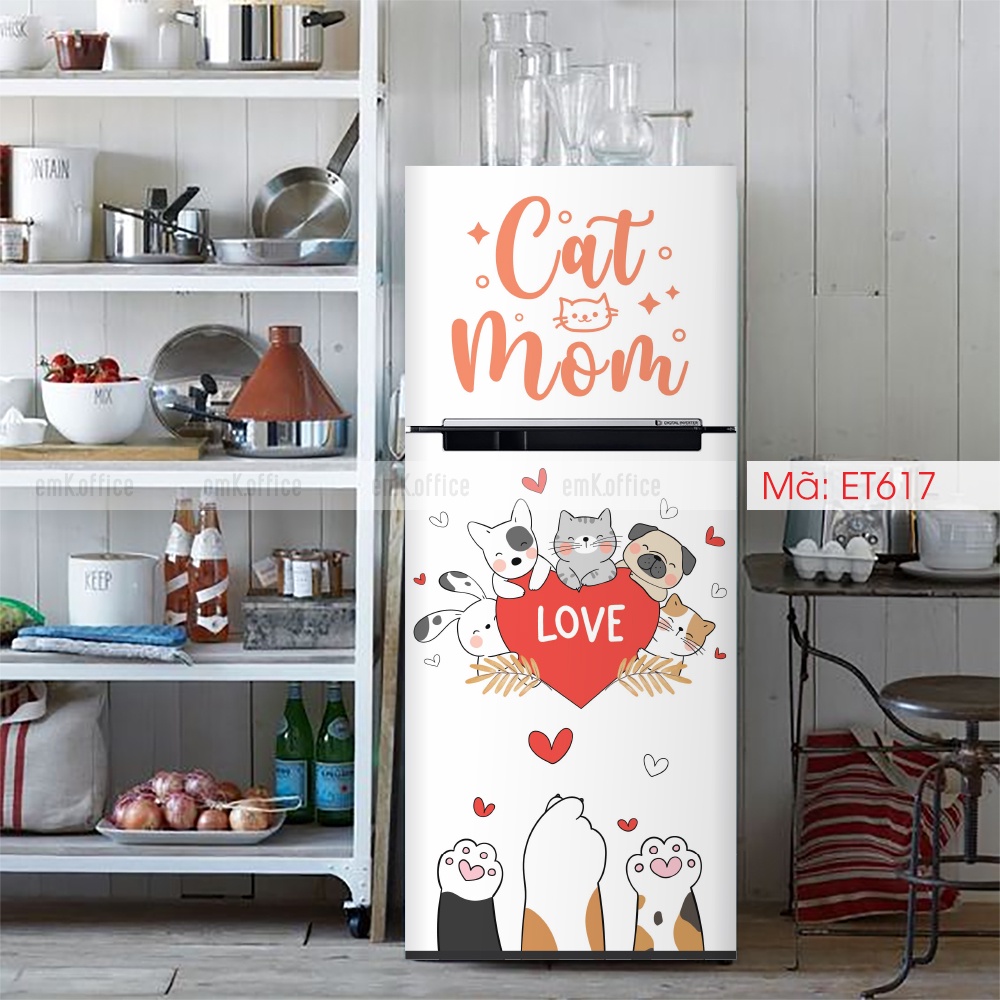 Decal dán tủ lạnh, miếng dán tủ lạnh mẫu cute - CB8