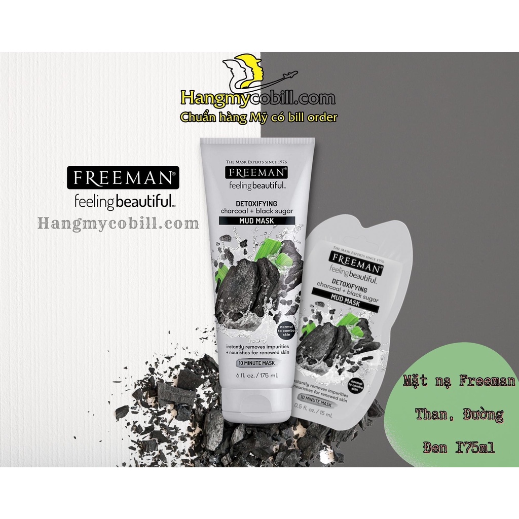 (có bill nhập) Mặt Nạ Freeman Detoxifying Charcoal + Black Sugar Mud Mask