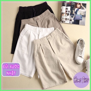 Quần ngố short đũi cạp cao nữ đẹp , quần lửng nữ chất đũi xước nhật 3 màu đen be be sáng Home Shop QD330
