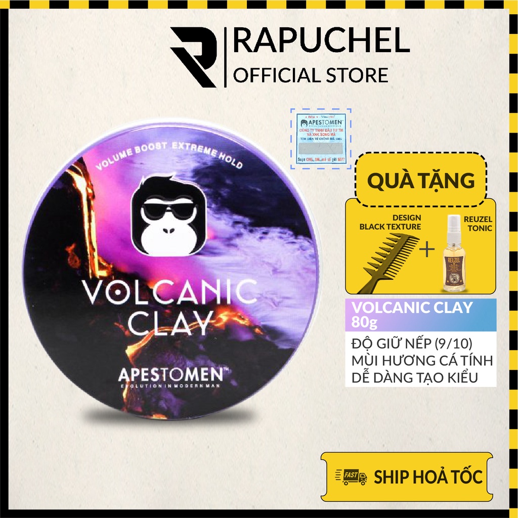 Sáp vuốt tóc nam Volcanic Clay thơm giữ nếp chính hãng Rapuchel Store VC01