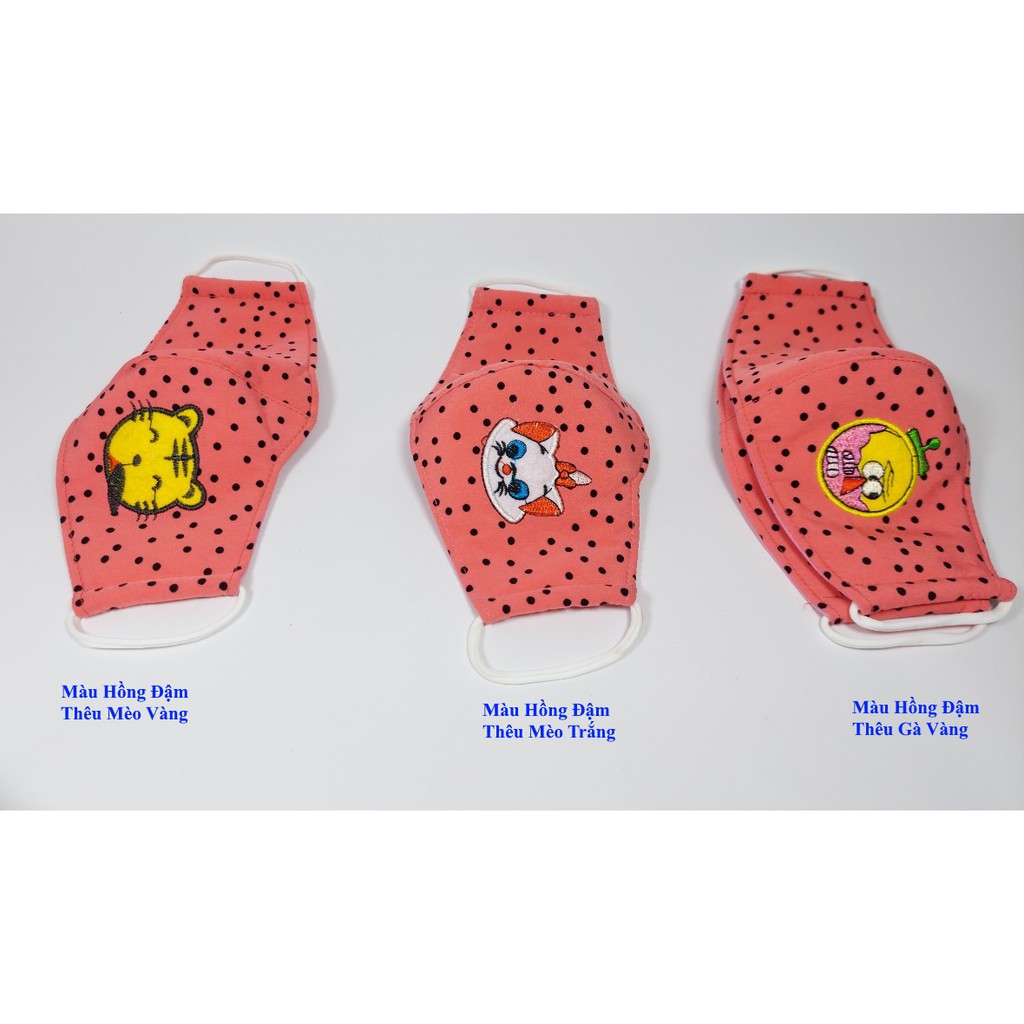 KHẨU TRANG TRẺ EM In chấm bi Thêu hình thú cưng Chất liệu vải Dày 3 lớp Chống nắng Phòng dịch bệnh Thương hiệu MINH ANH | BigBuy360 - bigbuy360.vn