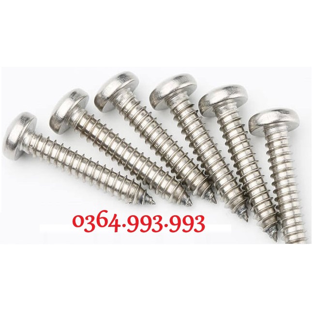Gói 100 cái Vít gỗ đầu tròn inox M3x15/ Vít pake đầu dù đuôi nhọn inox M3x15/ Vít nhọn inox M3x15