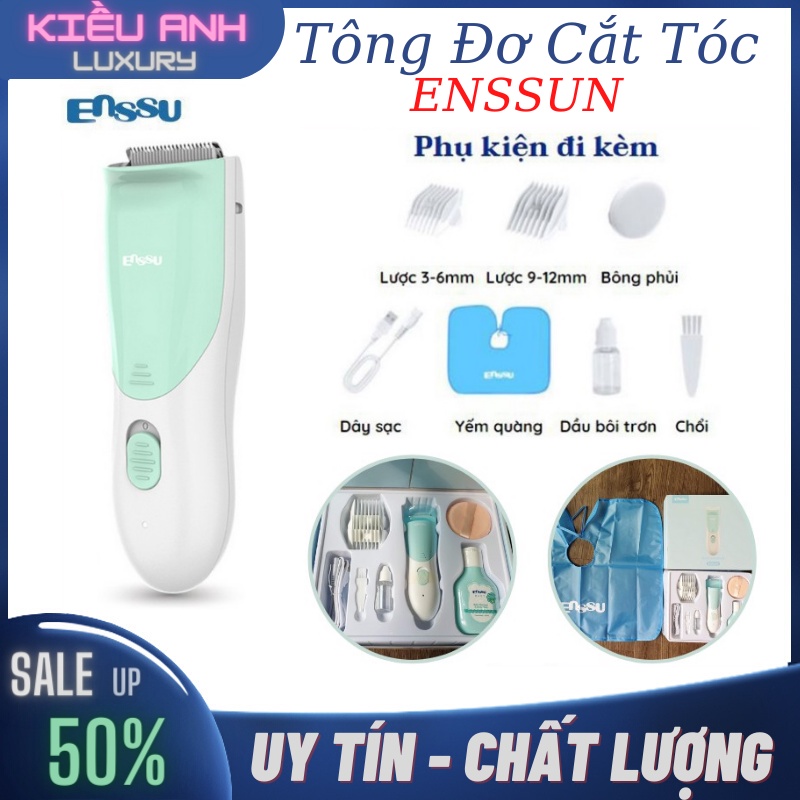 Tông Đơ Cắt Tóc Sạc Điện ENSSUN Tông Đơ Cắt Tóc Cho Bé Tự Động Hút Tóc Có Tặng Kèm Dầu Gội Cho Bé