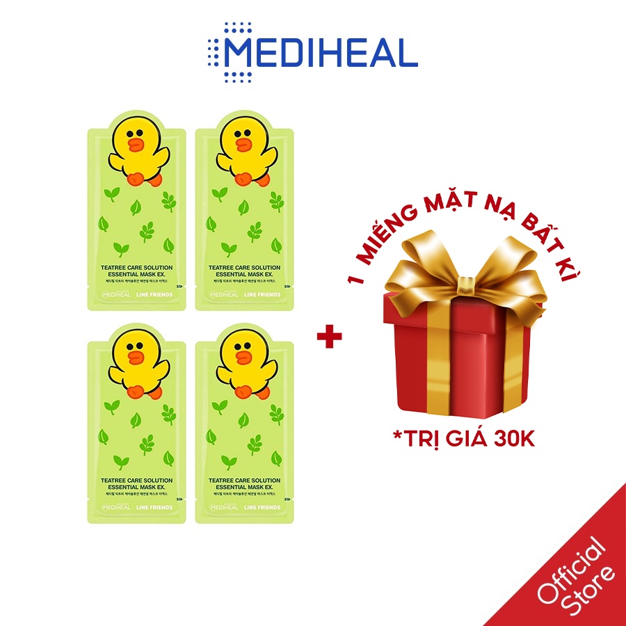 Mặt Nạ Se Lỗ Chân Lông Mediheal Line Friends Teatree Care Solution Essential Beauty Mask EX 24ml [K94]