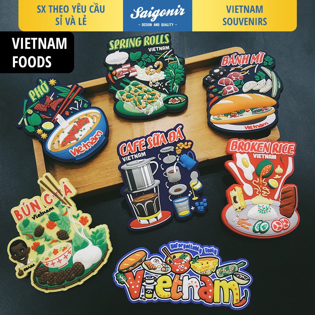 Nam châm Tủ Lạnh Chất Liệu Nhựa Dẻo Fridge Magnet Saigonir - Hình Ảnh Món Ăn Việt Nam - Quà Lưu Niệm Việt Nam