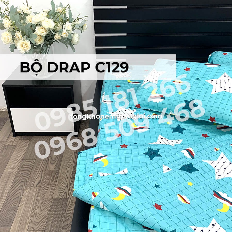 [Ảnh Thật] C129 - Bộ Drap Cotton 4 món Thắng Lợi Chính Hãng