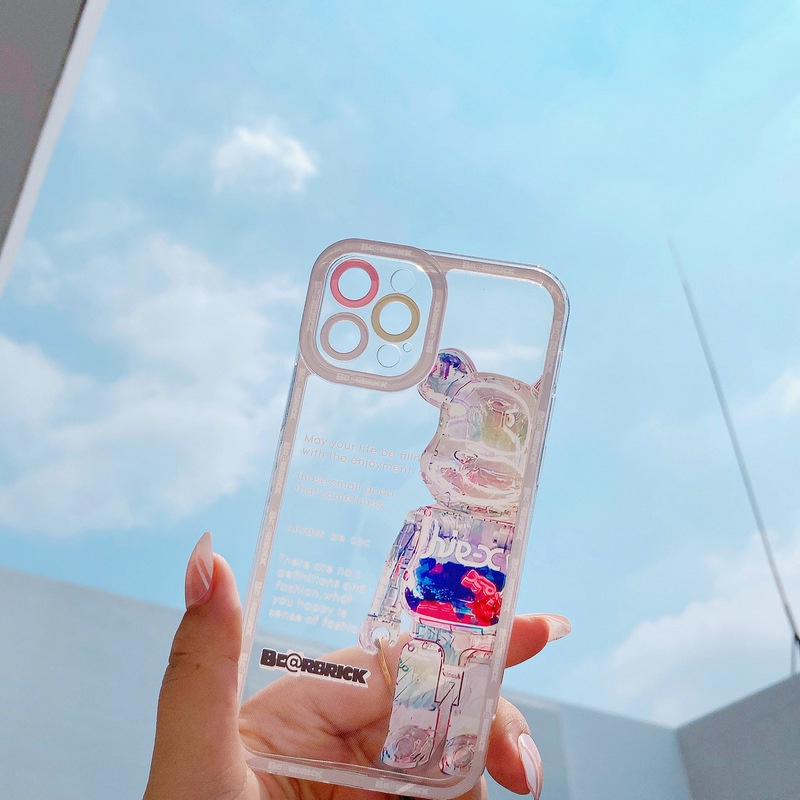 Ốp lưng iphone trong Bear Bric-k có viền bảo vệ cam 6/6s/6plus/6splus/7plus/8plus/x/xsmax/11/11promax/12/12pro/12promax