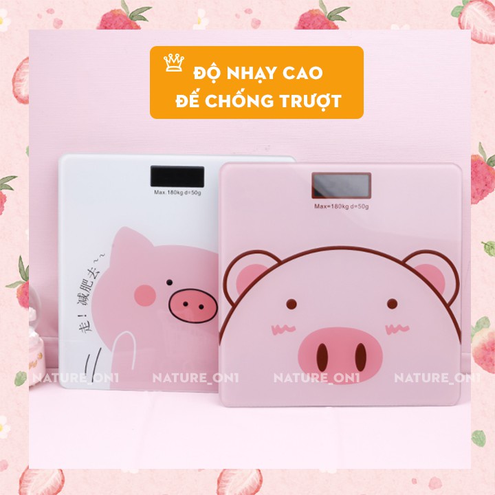 Cân điện tử cân sức khỏe gia đình màn hình LED hiển thị cân nặng ,nhiệt độ hình con heo
