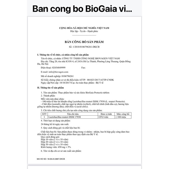 Men Biogaia Thụy Điển chính hãng lọ thủy tinh 5ml