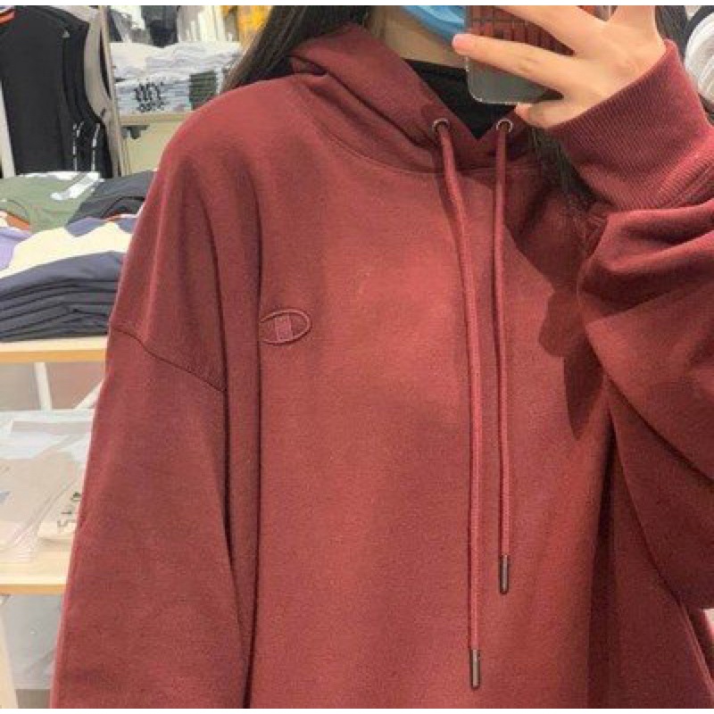 THE AMERICAN BOX Áo hoodie Champion powerblend authentic màu ĐỎ ĐÔ