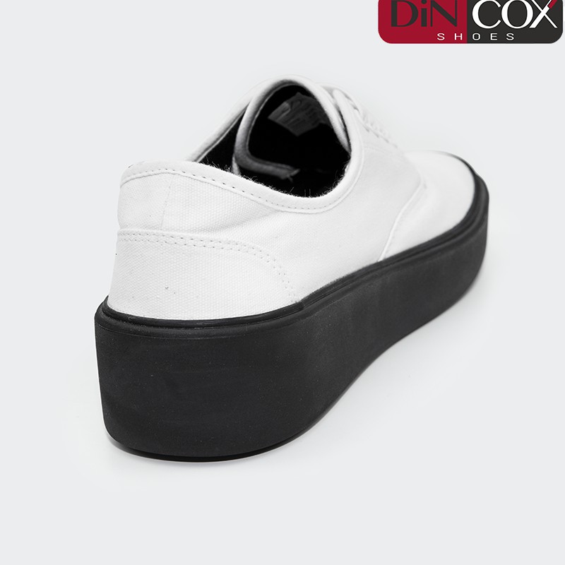 Giày Sneaker Vải Nam DINCOX D23 Đế Bánh Mì Nổi Bật White/Black