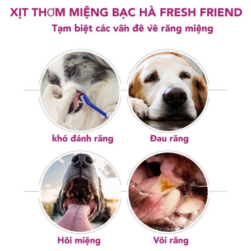 Xịt Thơm Răng Miệng Cho Chó Mèo Fresh Friend Trị Hôi Miệng Cho Thú Cưng ❤️🐈🐶
