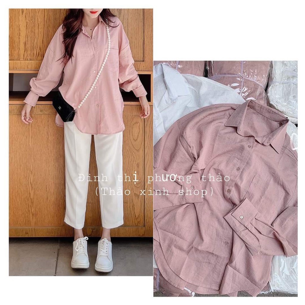 SET ÁO SƠ MI ĐŨI MIX QUẦN ỐNG SUÔNG TRẮNG TRẺ TRUNG NĂNG ĐỘNG 💕𝑭𝑹𝑬𝑬𝑺𝑯𝑰𝑷💕 | BigBuy360 - bigbuy360.vn