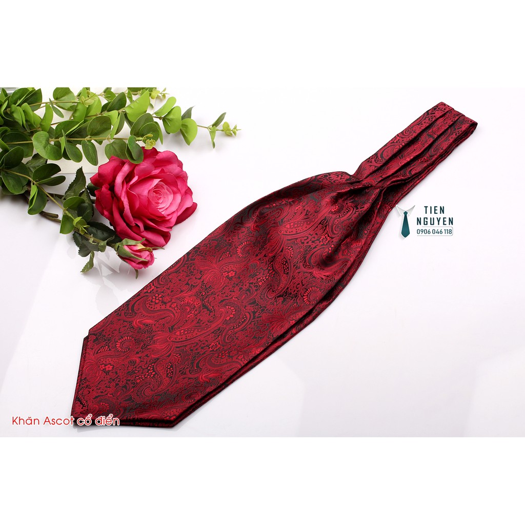 Ascot Cổ Điển - Khăn Quàng Trong Áo Sơ Mi đỏ họa tiết